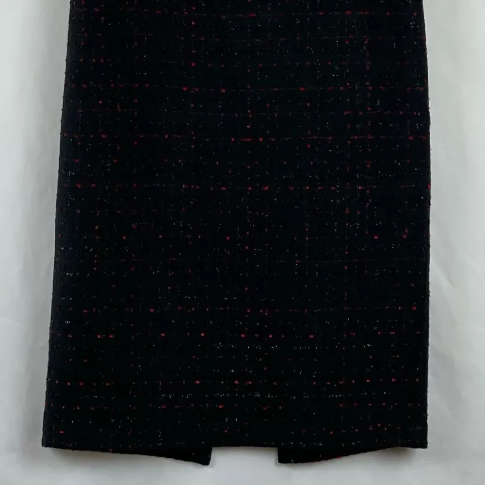 Jessica Howard Black Red Tweed Midi Skirt NWOT Size 6 Retro Chic